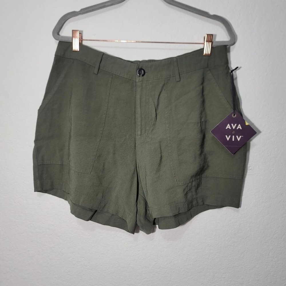 Ava Viv Army Olive Green Linen Blend Shorts Size X or 14 NWT